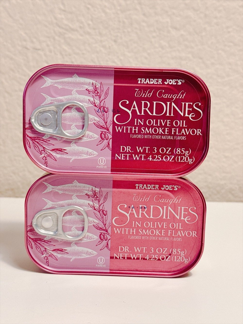 2 Pack Trader Joe’s Wild Caught Sardines Olive Oil Smoke Flavor 4.25 oz